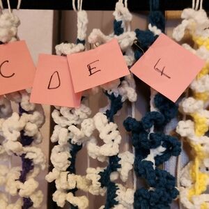 Hand Crafted Hawaiian Lei Crochet Flower Garland-E, Midnight Blue And White